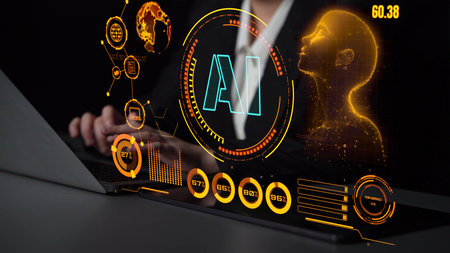 AI Assistant Brain Processor with LLM Technology, Big Data, Machine Learning, Generative AI for Business Support, Future Agentic AI Technology and Artificial Intelligence Prompt Engineering. Thunkの写真素材