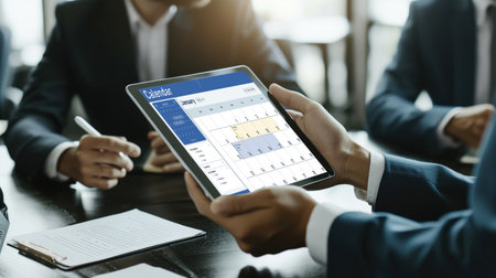 Calendar on computer software application for schedule planning for personal organizer and online business briskの素材