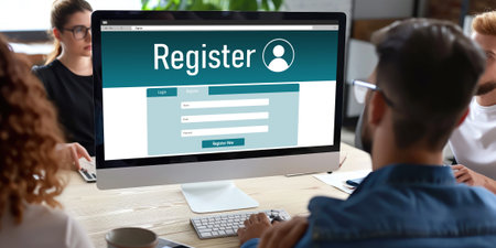 Online registration form for brisk form filling on the internet websiteの素材