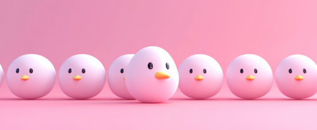 This vibrant image showcases adorable cartoon birds on a pastel pink backdrop, perfect for adding a playful and cheerful touch to various design projects.の素材