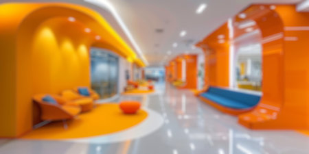 blur background of a modern office lobbyの素材