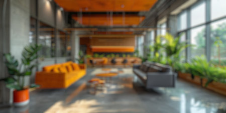 blur background of a modern office lobbyの素材