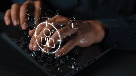 Customer targeting helps identify audience. Improves strategy target, customer targeting supports segmentation, enhances campaign target, and customer targeting increases impact.の写真素材