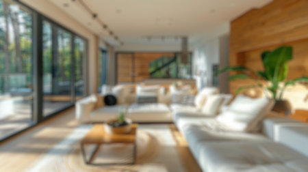 blur background of a modern home living roomの素材
