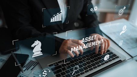 Asset management system showing investment planning, financial goal tracking, ROI analysis, and performance monitoring for efficient resource utilization.の写真素材