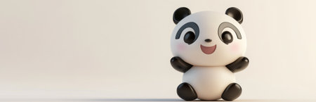 This adorable cartoon panda character sits cheerfully against a clean background, evoking feelings of joy and playfulness, perfect for a variety of creative projects.の素材