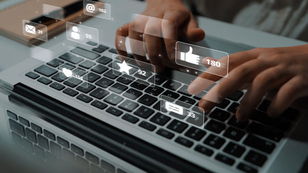 Social media engagement with interaction metrics showing comments, social media reactions, social...