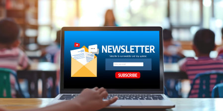 newsletter signup page on computer for customer to subscribe brisk newsletter update information to subscriberの素材