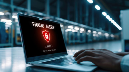 Cyber security software show alert of cyber attack for protection brisk. Danger from virus, phishing and cyber fraud.の素材