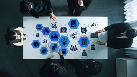 Cost reduction and cost saving through digital transformation, business cost optimization, operational cost reduction, financial savings, and resource efficiency strategy for business success. Enticeの写真素材