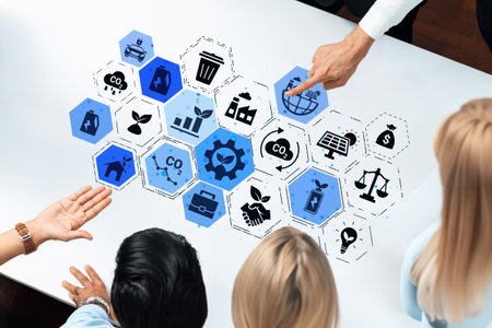 Sustainable business practices, green innovation, eco-friendly solutions, climate action, and...