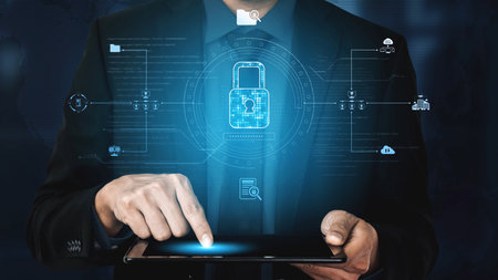 Cyber security protection and cyber security strategies against cyber threats, system hacks, digital...