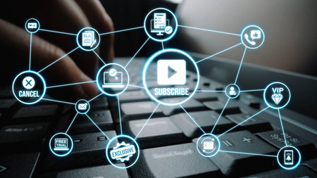 Concept of subscription services provides exclusive digital content. This model offers continuous access, enhancing subscription services with personalized experiences and benefits. Funnelの写真素材