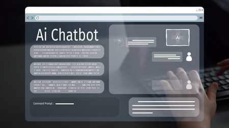 AI Virtual Assistant Artificial Intelligence Chatbot Controlled by Prompt Engineering for Explainable Generative AI information and LLM Deep Learning Technology for Smart Business Work Support.の写真素材