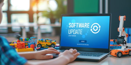 Software update on computer for brisk version of device software upgradeの素材