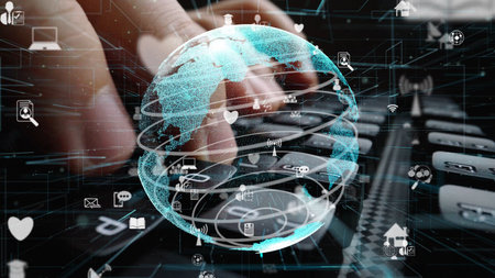 Illustrate the concept of digital transformation with a focus on a connected world, highlighting...