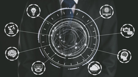 AI Assistant Brain Processor with LLM Technology, Big Data, Machine Learning, Generative AI for Business Support, Future Agentic AI Technology and Artificial Intelligence Prompt Engineering. Spireの写真素材