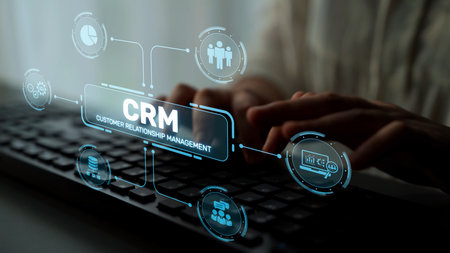CRM platforms improve customer relationships through data analysis, CRM communication tools, and automation. CRM systems support customer management, tracking, and CRM relationship success.の写真素材