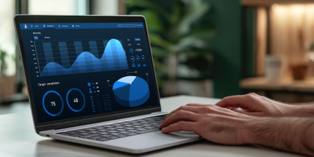 Business data dashboard provide brisk business intelligence analytic for marketing strategy planningの素材