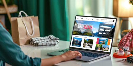 Online travel agency website for brisk search and travel planning offers deal and package for flight , hotel and tour bookingの素材