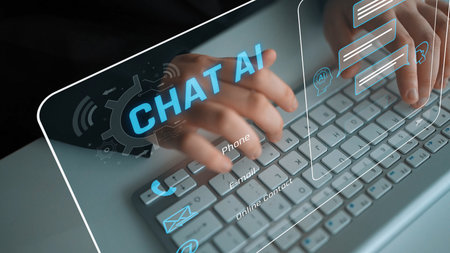 AI chatbot interface facilitates communication and AI interaction for automated user support and...