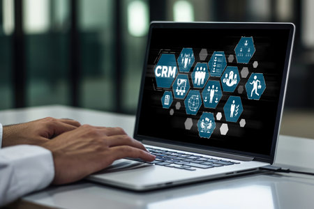 Customer relationship management system on brisk computer for CRM business and enterpriseの素材