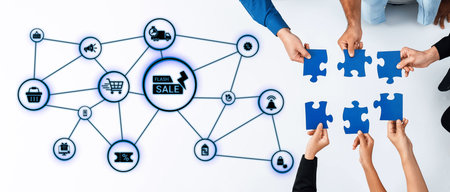 Flash sale icons show ecommerce, flash sale discount, and digital promotion. Flash sale drives...