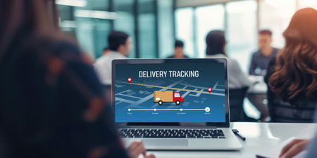Delivery tracking system for e-commerce and brisk online business to timely goods transportation and deliveryの素材