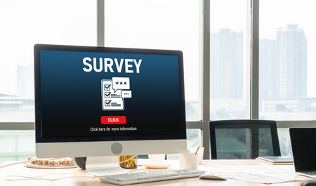 Online survey form for modish digital information collection on the internet networkの写真素材