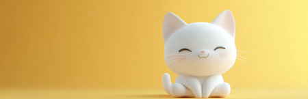 This adorable white cat figurine features a cheerful smile and a playful pose. Perfect for adding a touch of charm to any space or collection.の素材
