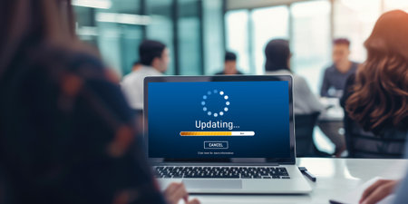 Software update on computer for brisk version of device software upgradeの素材