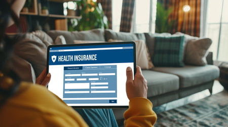 Health insurance web site brisk registration system for easy form fillingの素材