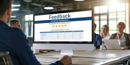 Customer feedback and review analysis by brisk computer software for corporate businessの素材