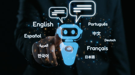 Global communication with multiple languages, digital translation tools, multilingual technology, cross-cultural communication, and virtual language learning environments. Elideの写真素材