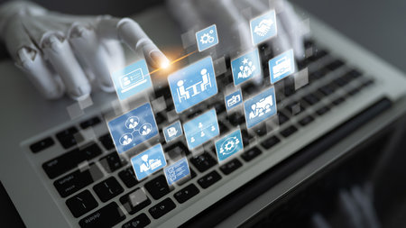 AI assisted digital recruitment and online hiring, virtual headhunting, smart recruitment platforms, talent acquisition solutions, and digital HR tools for modern workforce management. Enticeの写真素材