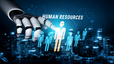 AI in Human resources (HR) for corporate leadership and team management. Using AI for recruitment and employee management for company success. Motifの写真素材