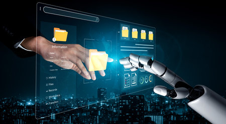 An AI assistant powers a smart document management system. The user interface displays intelligent...