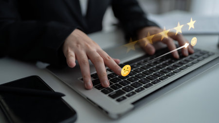 Customer satisfaction measures experience. Customer satisfaction improves service, builds loyalty, customer enhances trust, and customer satisfaction drives feedback. Latchの写真素材