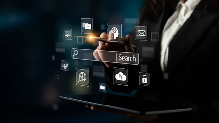 SEO tools enhance digital visibility with search engine research, keyword strategy, and search data to optimize online performance.の写真素材