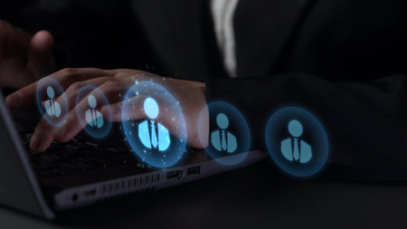 Digital recruitment and online hiring, virtual headhunting, smart recruitment platforms, talent acquisition solutions, and digital HR tools for modern workforce management.の写真素材