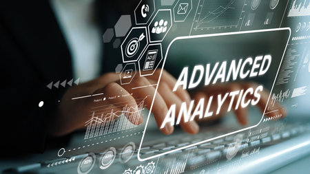 Business Professional Engaged in Advanced Analytics with Data Visualization on Digital Interface....
