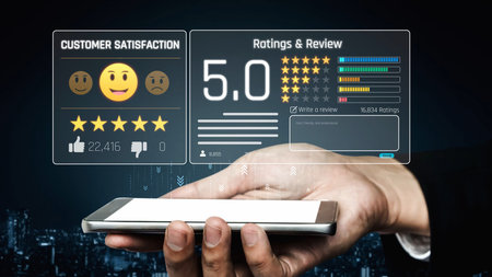 Analysis of customer feedback and reviews to improve satisfaction, monitor ratings, and extract insights from user experiences and sentiment.の写真素材