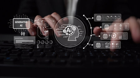 AI Assistant Brain Processor with LLM Technology, Big Data, Machine Learning, Generative AI for Business Support, Future Agentic AI Technology and Artificial Intelligence Prompt Engineering.の写真素材