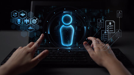 Digital recruitment and online hiring, virtual headhunting, smart recruitment platforms, talent acquisition solutions, and digital HR tools for modern workforce management. Muxerの写真素材