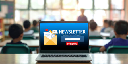 newsletter signup page on computer for customer to subscribe brisk newsletter update information to subscriberの素材