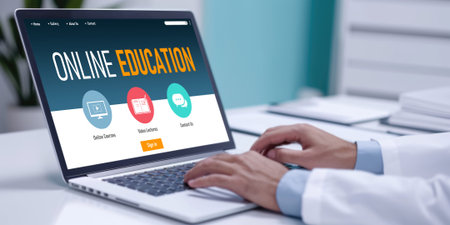 E-learning website with brisk sofware for student to study online on the internet networkの素材