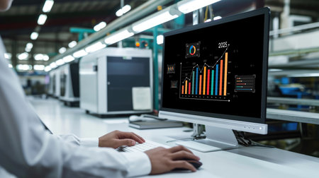 Business data dashboard provide business intelligence analytic for marketing strategy planning brisk with big data set to analyze customer demands and foreseeing business futureの素材