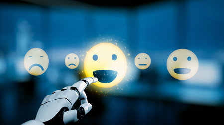 AI analyzes customer reviews with virtual assistant insights, artificial intelligence satisfaction metrics, and AI-powered feedback tools. Kernelの写真素材