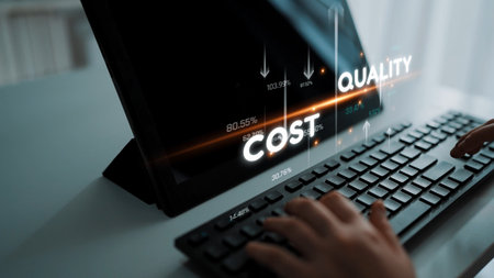 Increase quality and reduce cost represent quality, cost, and performance optimization for business strategy and resource efficiency Marrowの写真素材