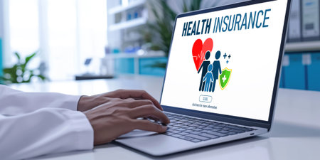 Health insurance web site brisk registration system for easy form fillingの素材